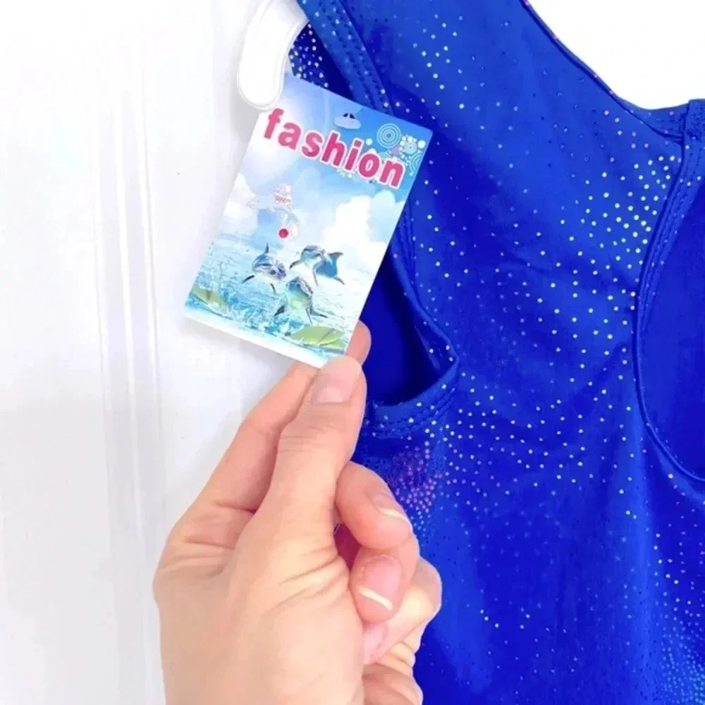 Girls Size 10 Sparkly Blue One Piece Swimsuit NWT Galaxy Print